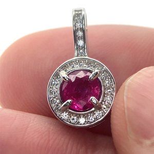 Jegdalek Ruby .50ct White Gold Finish Solid 925 Sterling Silver Pendant